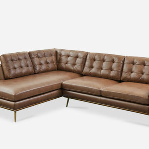 Isaac Leather Bumper Chaise Sectional Sofa