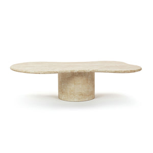 Elyse Freeform Stone Coffee Table with Cylinder Pedestal Base